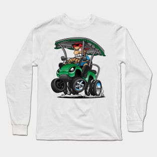 Funny Golf Cart Hotrod Golf Car Popping a Wheelie Cartoon Long Sleeve T-Shirt